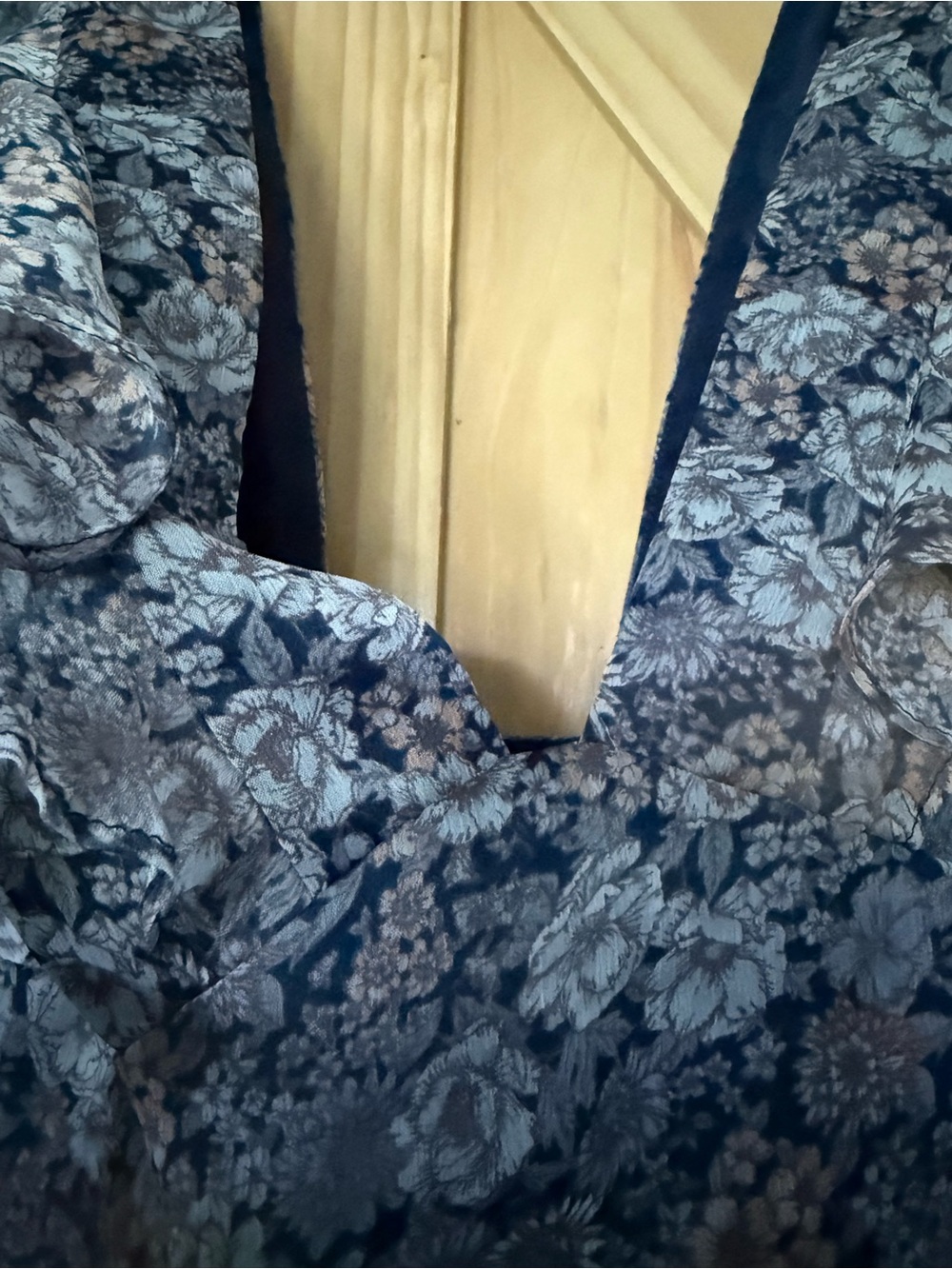 Sleeveless Blue Floral V-Neck Ruffle Maxi Dress - Picture 9 of 11